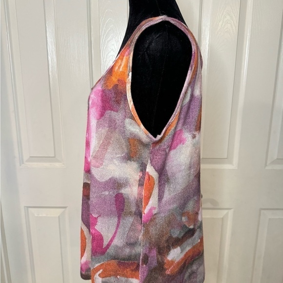 Robert Kitchen Tank Top Canada XX Large Sleeveless Floral Watercolor Knit Shirt - Picture 3 of 6